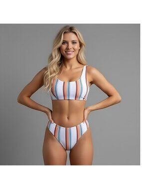 Boho Striped Bikini Swimsuit Bathing Suit